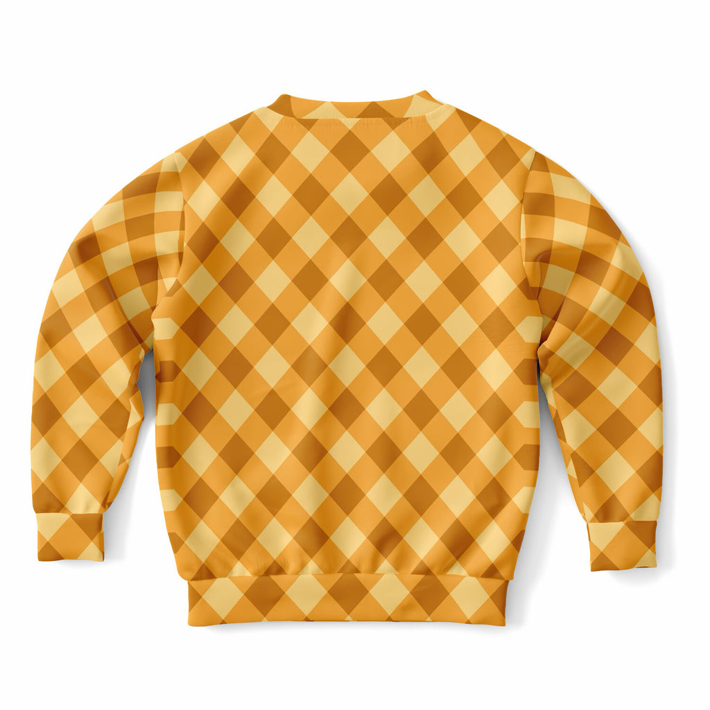 Kids Orange Gingham Sweatshirt – Ultra Soft & Stretchy, Cozy Fleece or Lightweight Sports Fabric Sweatshirt – Ultra Soft & Stretchy, Cozy Fleece or Lightweight Sports Fabric
