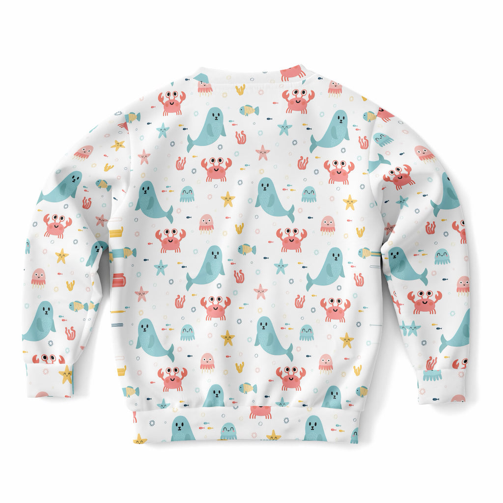 Kids Cute Ocean Animals Sweatshirt – Ultra Soft & Stretchy, Cozy Fleece or Lightweight Sports Fabric Sweatshirt – Ultra Soft & Stretchy, Cozy Fleece or Lightweight Sports Fabric