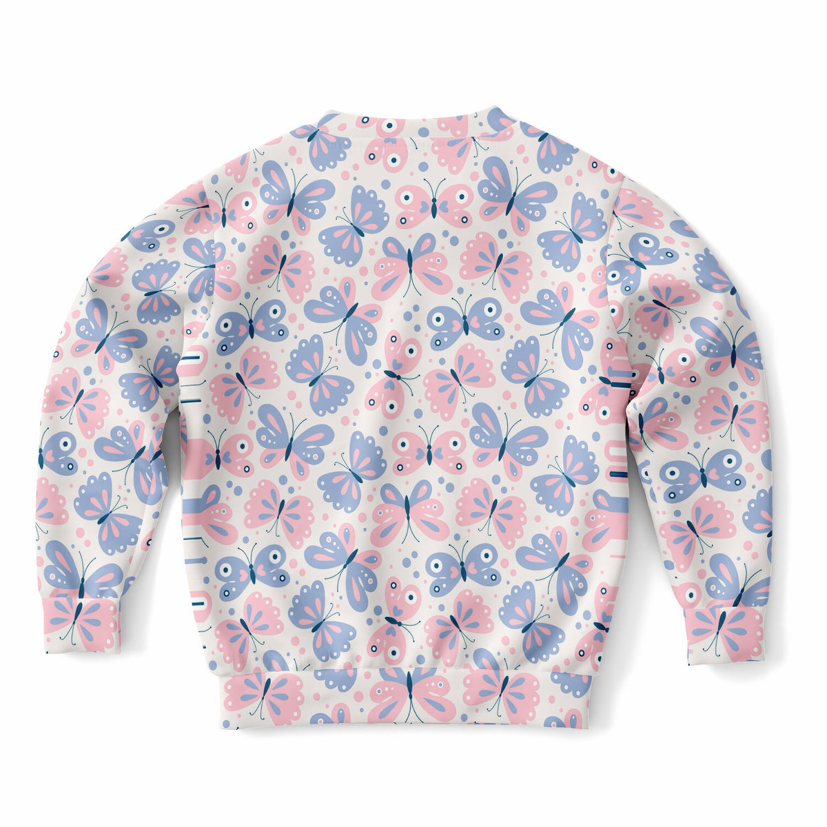 Girls Pink & Blue Butterfly Sweatshirt – Ultra Soft & Stretchy, Cozy Fleece or Lightweight Sports Fabric Sweatshirt – Ultra Soft & Stretchy, Cozy Fleece or Lightweight Sports Fabric