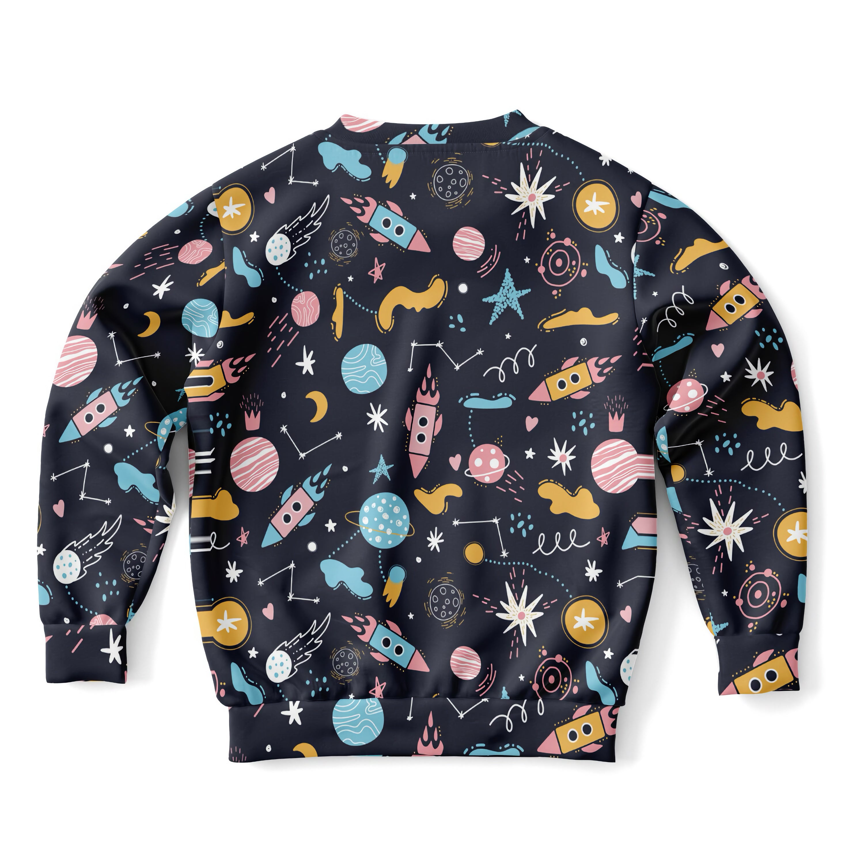 Kids Outer Space Sweatshirt – Cozy Cotton Fleece or Lightweight Sports Fabric
