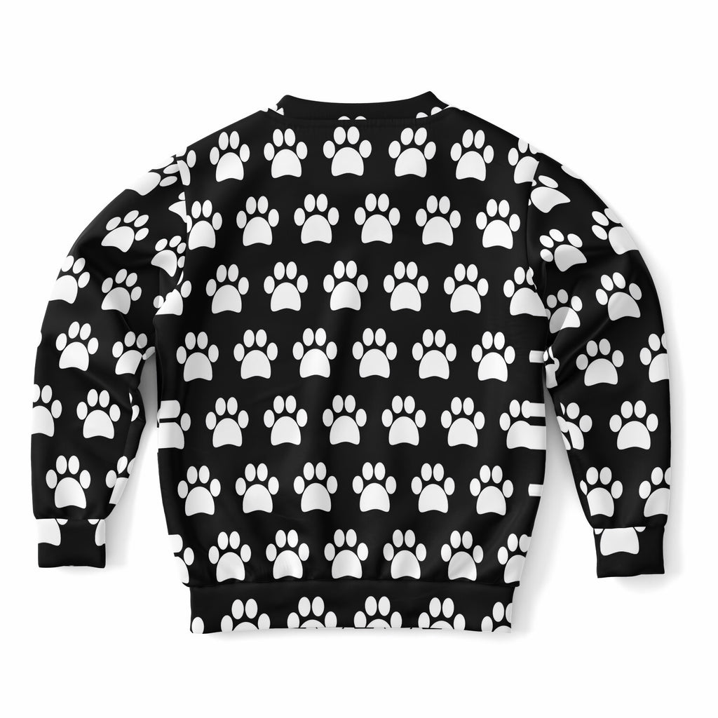 Kids Black Paw Print Sweatshirt – Ultra Soft & Stretchy, Cozy Fleece or Lightweight Sports Fabric Sweatshirt – Ultra Soft & Stretchy, Cozy Fleece or Lightweight Sports Fabric