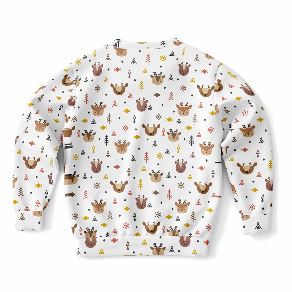 Kids Cute Woodland Reindeer Sweatshirt – Ultra Soft & Stretchy, Cozy Fleece or Lightweight Sports Fabric Sweatshirt – Ultra Soft & Stretchy, Cozy Fleece or Lightweight Sports Fabric