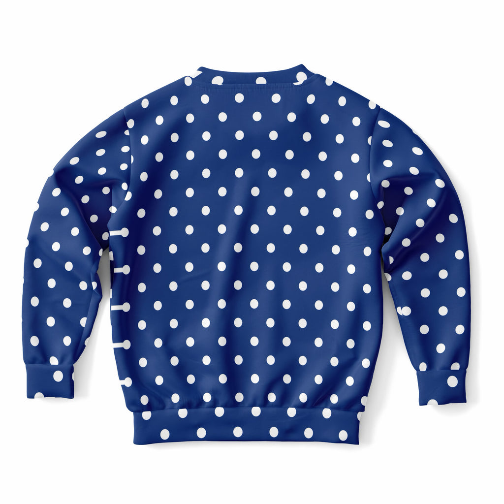 Kids Navy Blue Polka Dot Sweatshirt – Ultra Soft & Stretchy, Cozy Fleece or Lightweight Sports Fabric Sweatshirt – Ultra Soft & Stretchy, Cozy Fleece or Lightweight Sports Fabric