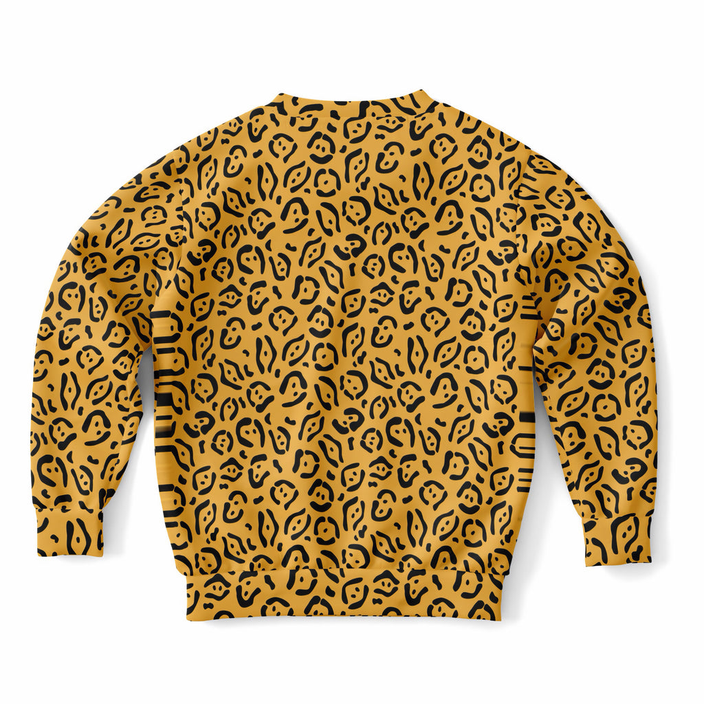 Kids Mustard Yellow Leopard Print Sweatshirt – Ultra Soft & Stretchy, Cozy Fleece or Lightweight Sports Fabric Sweatshirt – Ultra Soft & Stretchy, Cozy Fleece or Lightweight Sports Fabric