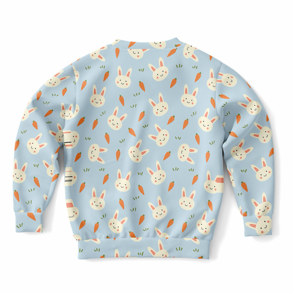 Kids Cute Bunny & Carrot Sweatshirt – Ultra Soft & Stretchy, Cozy Fleece or Lightweight Sports Fabric Sweatshirt – Ultra Soft & Stretchy, Cozy Fleece or Lightweight Sports Fabric