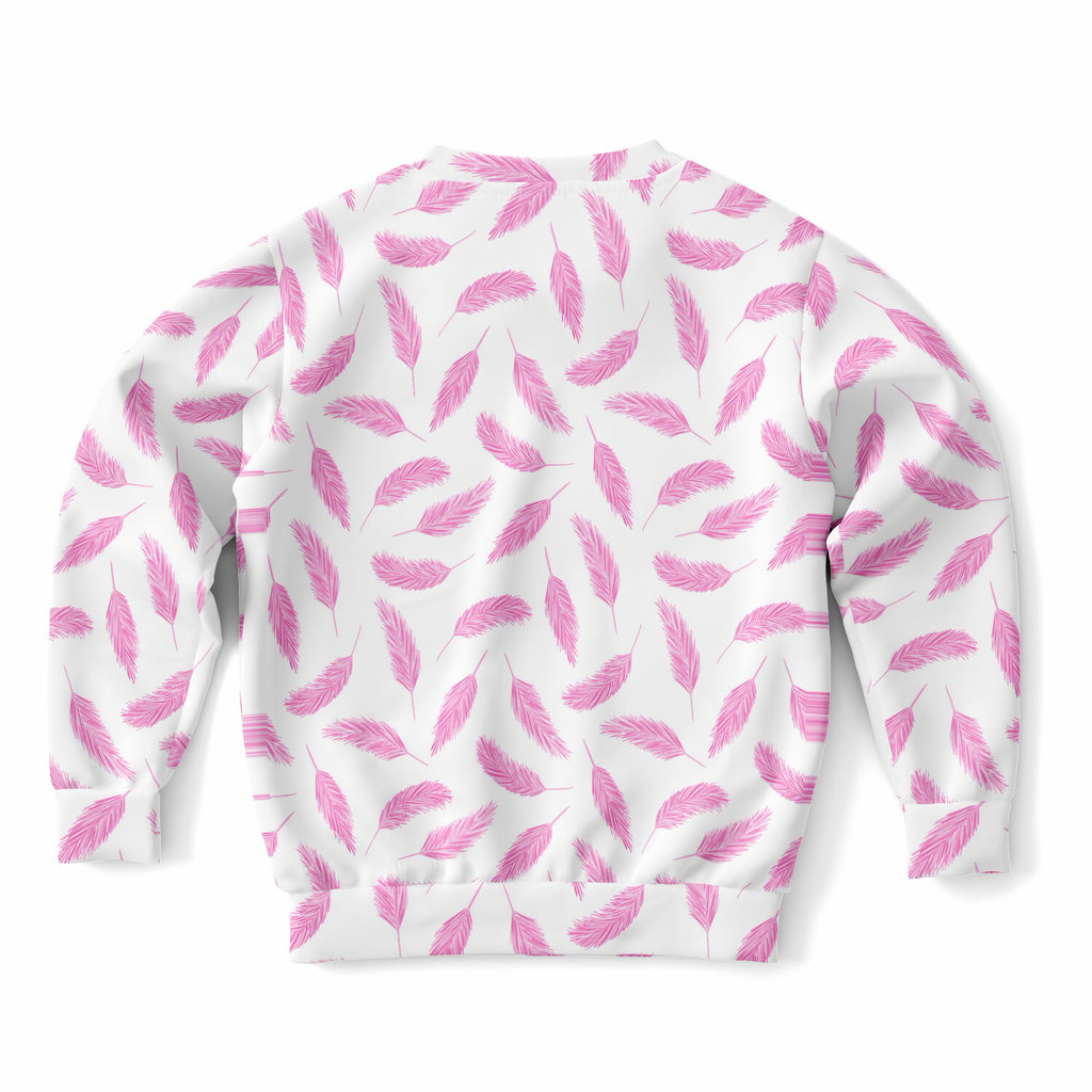Girls Pink Flamingo Feather Sweatshirt – Ultra Soft & Stretchy, Cozy Fleece or Lightweight Sports Fabric Sweatshirt – Ultra Soft & Stretchy, Cozy Fleece or Lightweight Sports Fabric