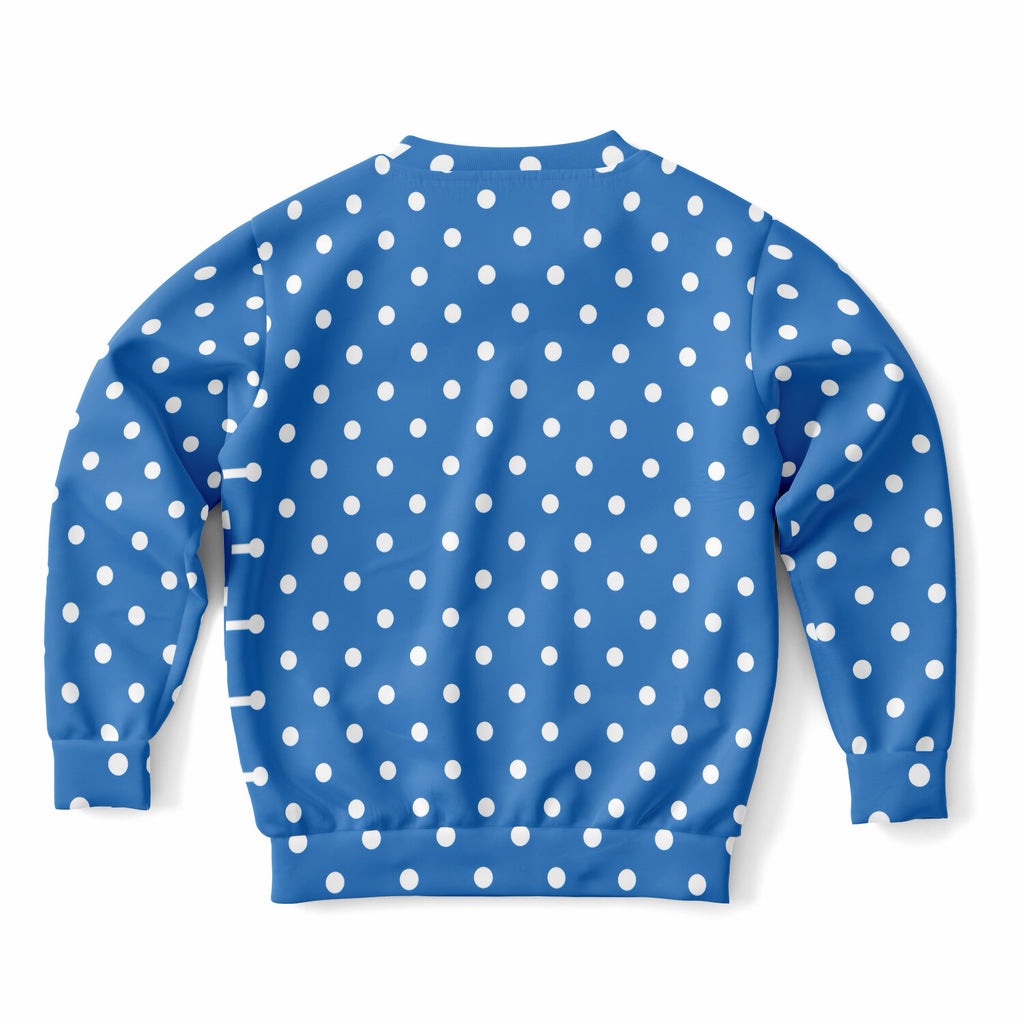 Kids Bright Blue Polka Dot Sweatshirt – Ultra Soft & Stretchy, Cozy Fleece or Lightweight Sports Fabric Sweatshirt – Ultra Soft & Stretchy, Cozy Fleece or Lightweight Sports Fabric