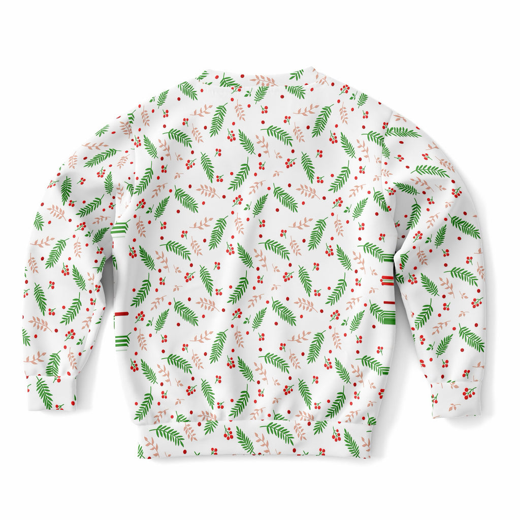Kids Christmas Greenery and Red Berry Sweatshirt – Ultra Soft & Stretchy, Cozy Fleece or Lightweight Sports Fabric Sweatshirt – Ultra Soft & Stretchy, Cozy Fleece or Lightweight Sports Fabric