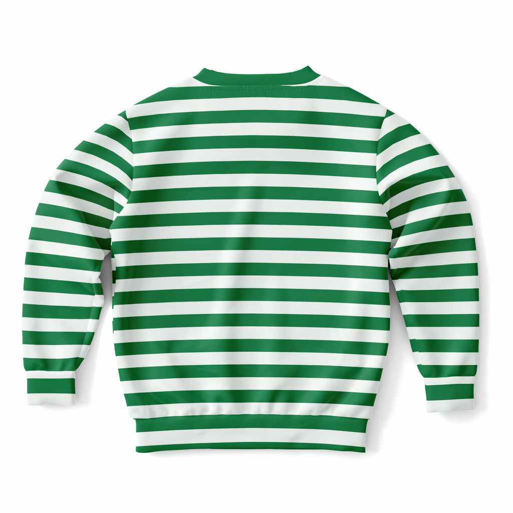 Kids Green Christmas Striped Sweatshirt – Ultra Soft & Stretchy, Cozy Fleece or Lightweight Sports Fabric Sweatshirt – Ultra Soft & Stretchy, Cozy Fleece or Lightweight Sports Fabric