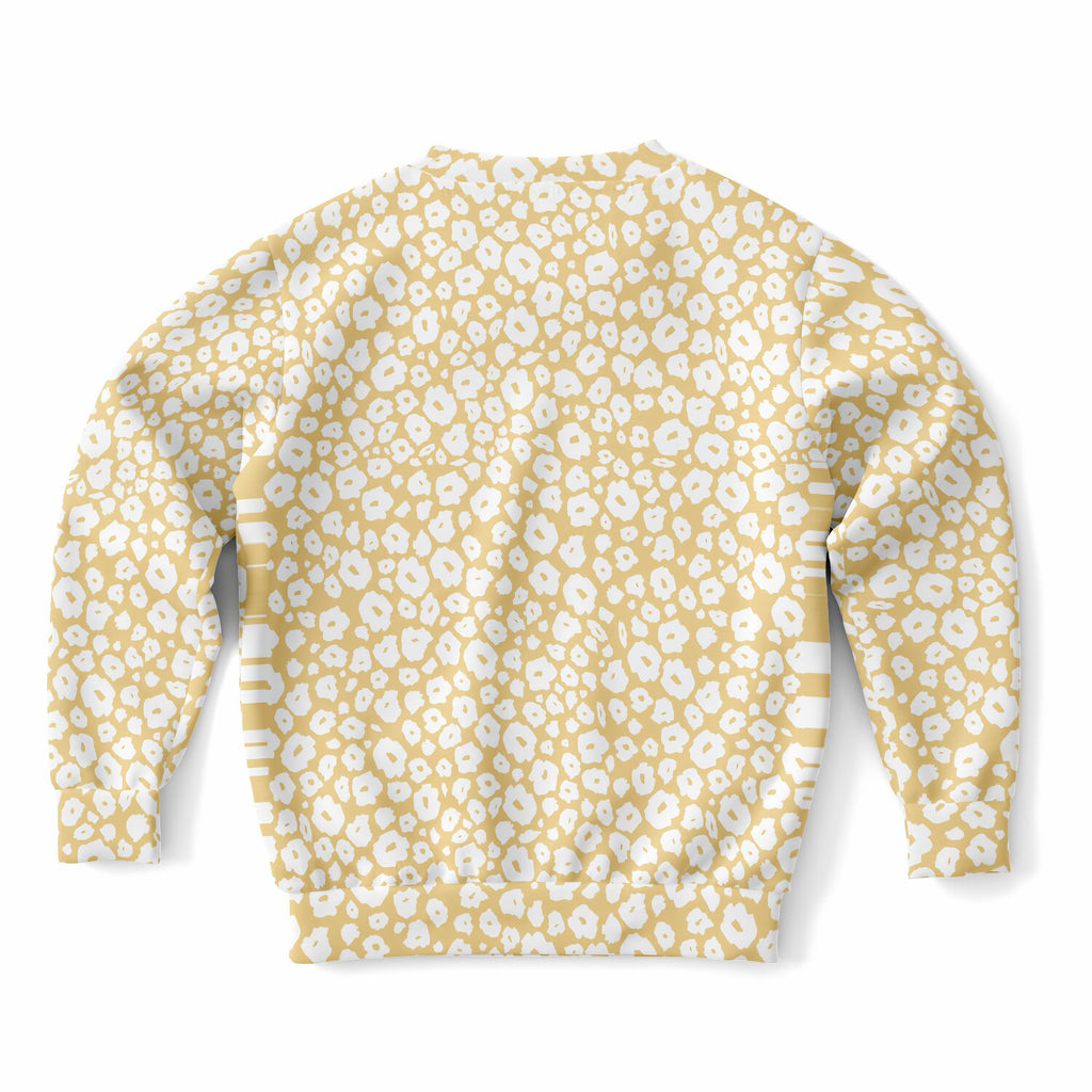 Kids Light Yellow Leopard Print Sweatshirt – Ultra Soft & Stretchy, Cozy Fleece or Lightweight Sports Fabric Sweatshirt – Ultra Soft & Stretchy, Cozy Fleece or Lightweight Sports Fabric