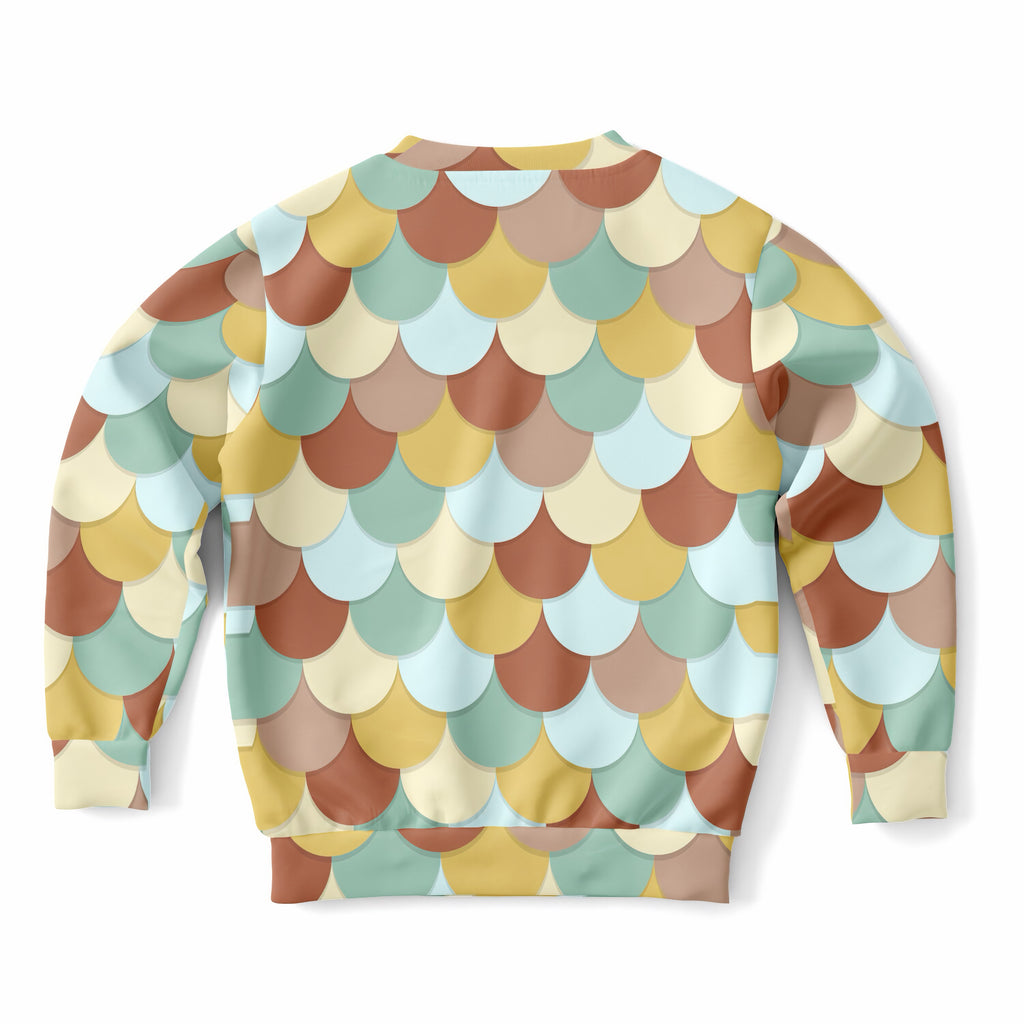 Girls Aqua Mermaid Scales Sweatshirt – Ultra Soft & Stretchy, Cozy Fleece or Lightweight Sports Fabric Sweatshirt – Ultra Soft & Stretchy, Cozy Fleece or Lightweight Sports Fabric