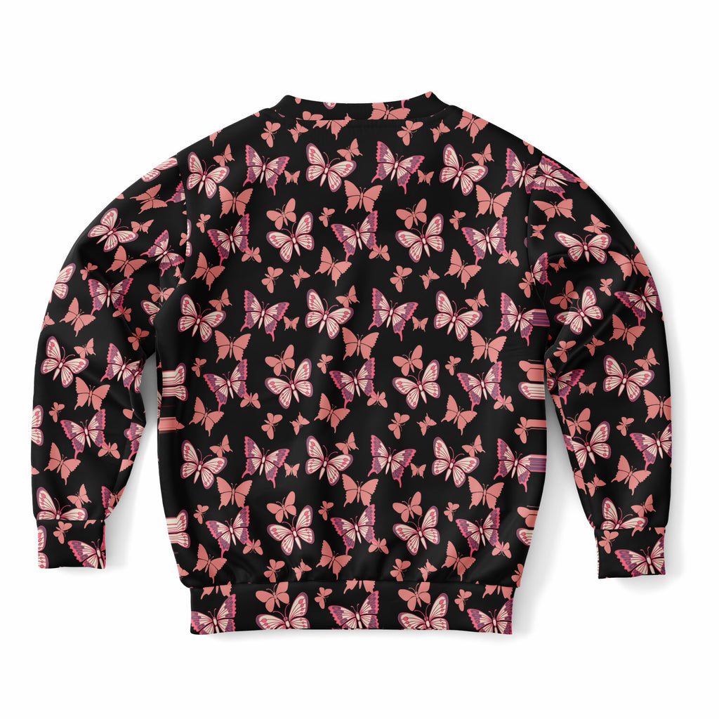 Girls Vibrant Pink Butterfly Sweatshirt – Ultra Soft & Stretchy, Cozy Fleece or Lightweight Sports Fabric Sweatshirt – Ultra Soft & Stretchy, Cozy Fleece or Lightweight Sports Fabric