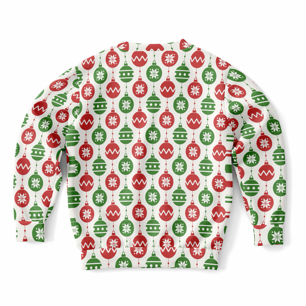 Kids Red & Green Christmas Ornament Sweatshirt – Ultra Soft & Stretchy, Cozy Fleece or Lightweight Sports Fabric Sweatshirt – Ultra Soft & Stretchy, Cozy Fleece or Lightweight Sports Fabric