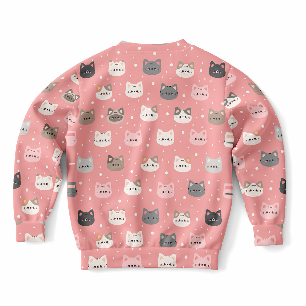 Girls Pink Cat Sweatshirt – Ultra Soft & Stretchy, Cozy Fleece or Lightweight Sports Fabric Sweatshirt – Ultra Soft & Stretchy, Cozy Fleece or Lightweight Sports Fabric