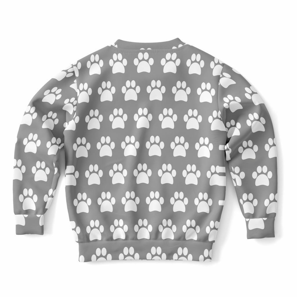 Kids Gray Paw Print Sweatshirt – Ultra Soft & Stretchy, Cozy Fleece or Lightweight Sports Fabric Sweatshirt – Ultra Soft & Stretchy, Cozy Fleece or Lightweight Sports Fabric