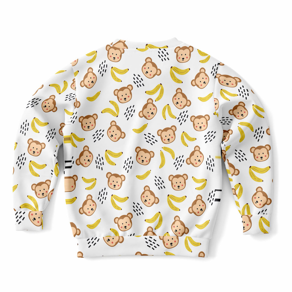 Kids Cute Monkey & Banana Sweatshirt – Ultra Soft & Stretchy, Cozy Fleece or Lightweight Sports Fabric Sweatshirt – Ultra Soft & Stretchy, Cozy Fleece or Lightweight Sports Fabric