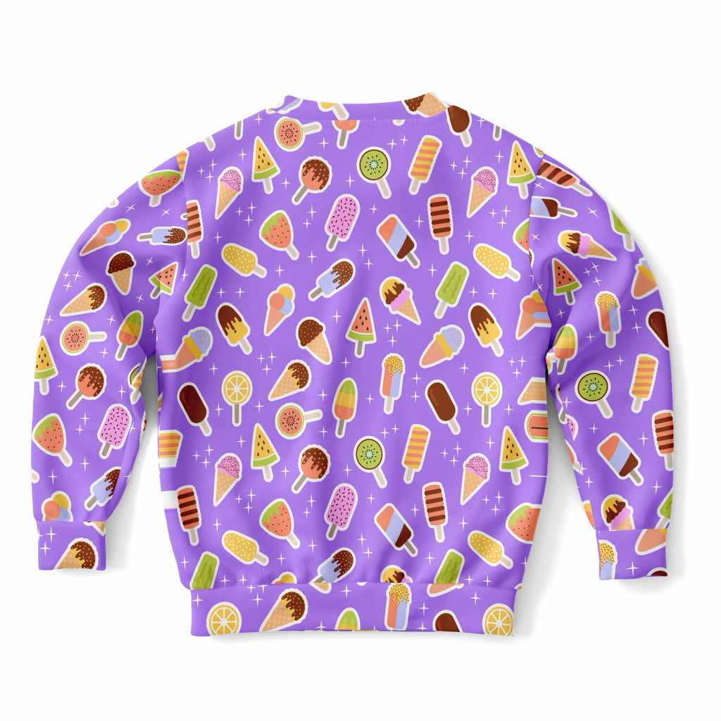 Kids Purple Ice Cream Sweatshirt – Ultra Soft & Stretchy, Cozy Fleece or Lightweight Sports Fabric Sweatshirt – Ultra Soft & Stretchy, Cozy Fleece or Lightweight Sports Fabric