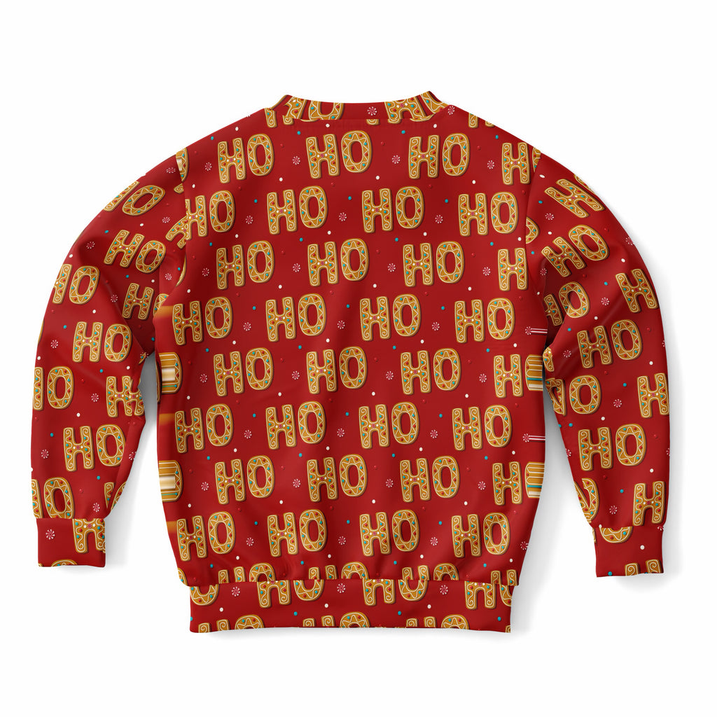 Kids Red Ho Ho Ho Christmas Sweatshirt – Ultra Soft & Stretchy, Cozy Fleece or Lightweight Sports Fabric Sweatshirt – Ultra Soft & Stretchy, Cozy Fleece or Lightweight Sports Fabric