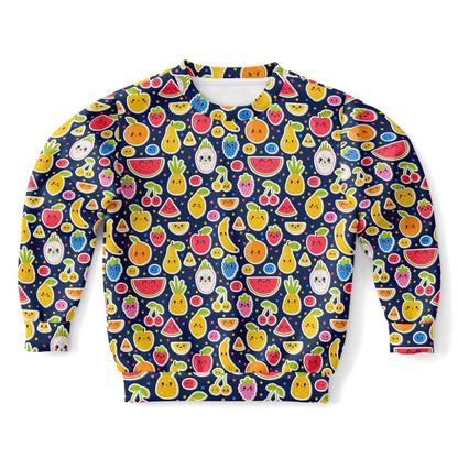 Girls Emoji Fruit Sweatshirt – Cozy Cotton Fleece or Lightweight Sports Fabric