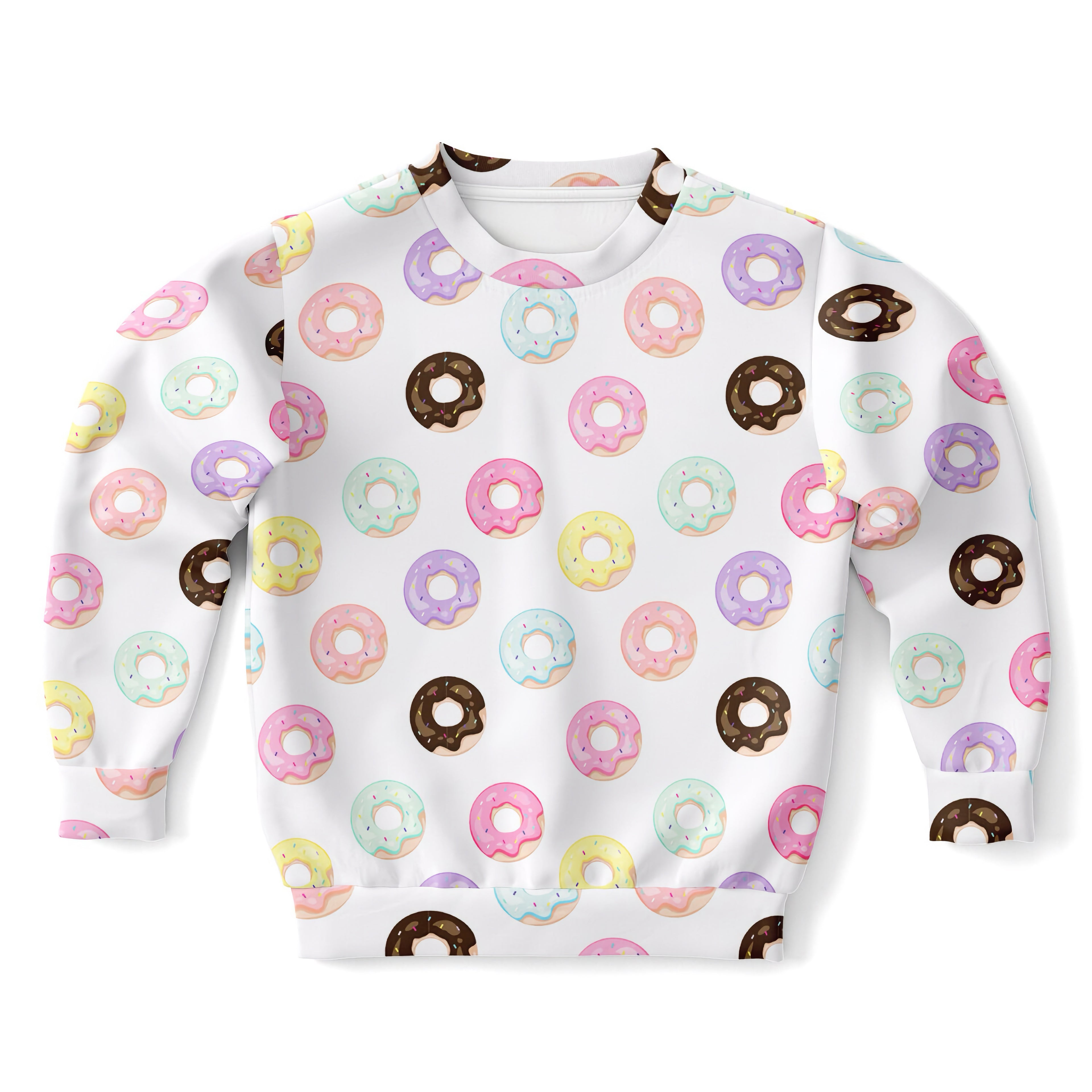 Kids Colorful Donuts Sweatshirt – Cozy Cotton Fleece or Lightweight Sports Fabric