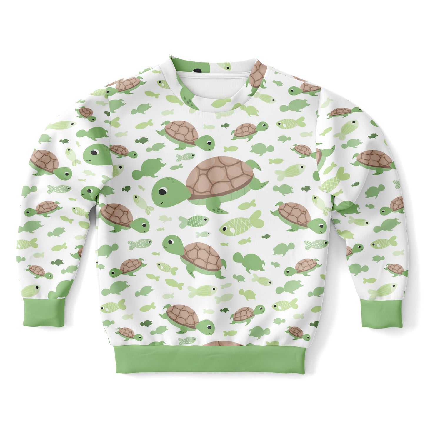 Kids Green Sea Turtles Sweatshirt – Cozy Cotton Fleece or Lightweight Sports Fabric