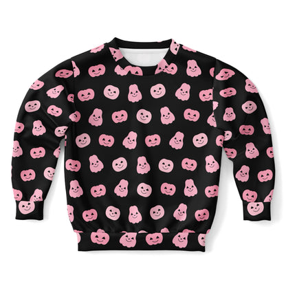 Girls Pink Pumpkins Halloween Sweatshirt – Cozy Cotton Fleece or Lightweight Sports Fabric