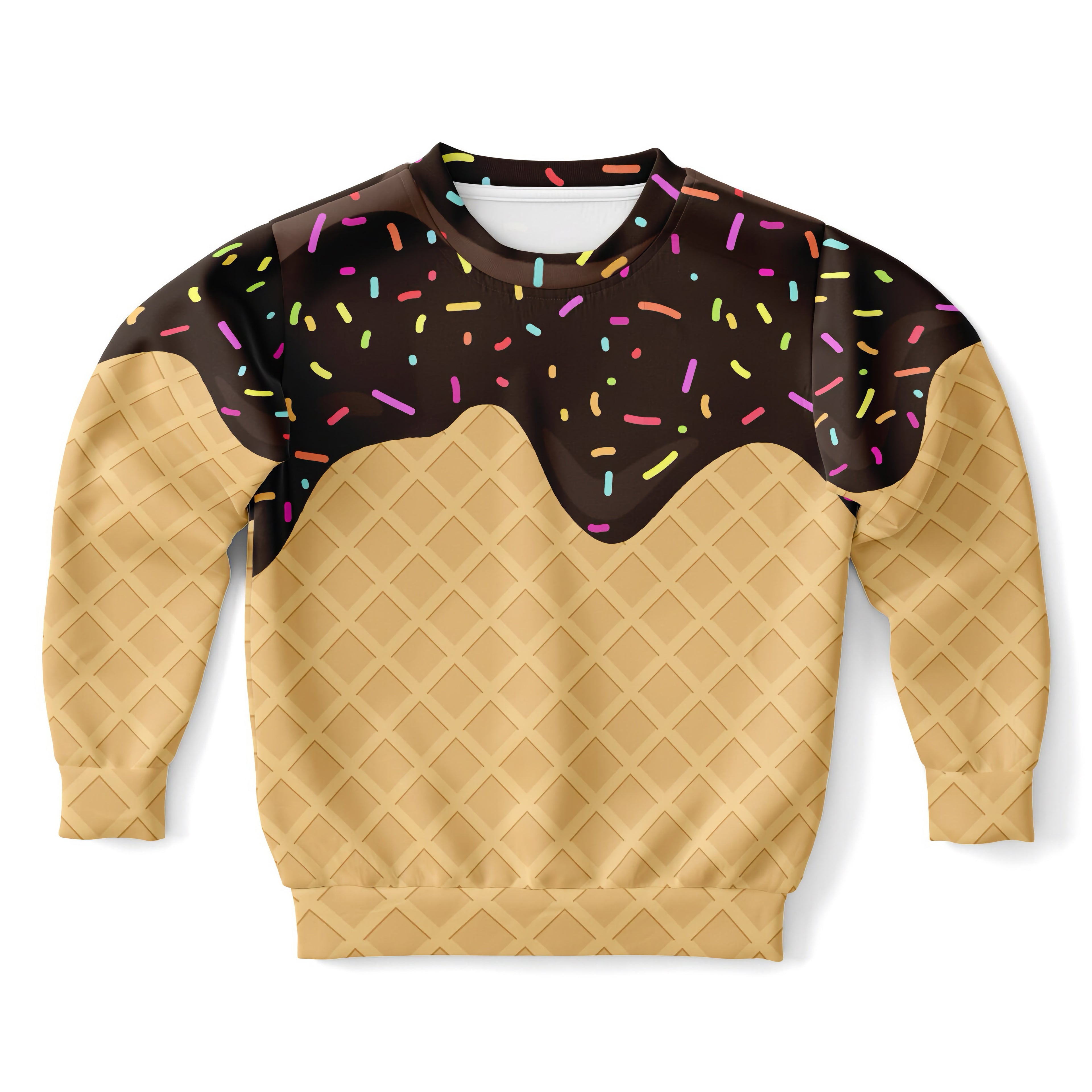 Kids Chocolate Ice Cream Cone Sweatshirt – Cozy Cotton Fleece or Lightweight Sports Fabric