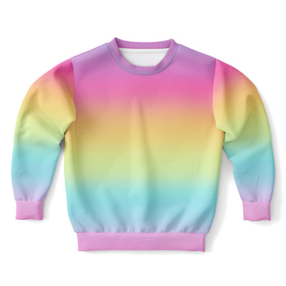 Girls Bright Rainbow Sweatshirt – Cozy Cotton Fleece or Lightweight Sports Fabric