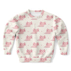 Girls Pink Axolotl Sweatshirt – Cozy Cotton Fleece or Lightweight Sports Fabric