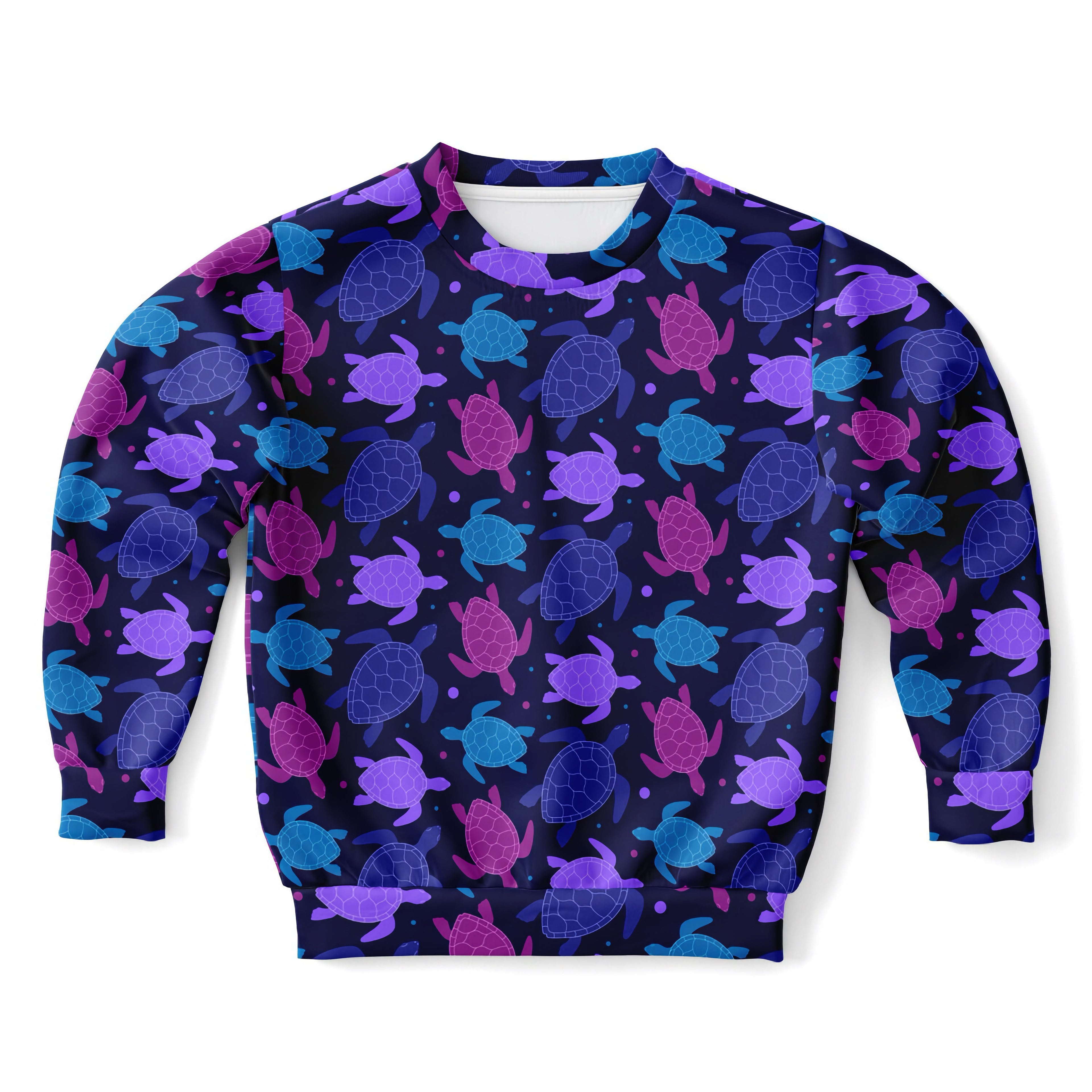 Girls Purple Turtle Sweatshirt – Cozy Cotton Fleece or Lightweight Sports Fabric