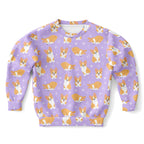 Girls Purple Corgi Dog Sweatshirt – Cozy Cotton Fleece or Lightweight Sports Fabric