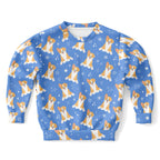 Kids Blue Corgi Dog Sweatshirt – Cozy Cotton Fleece or Lightweight Sports Fabric