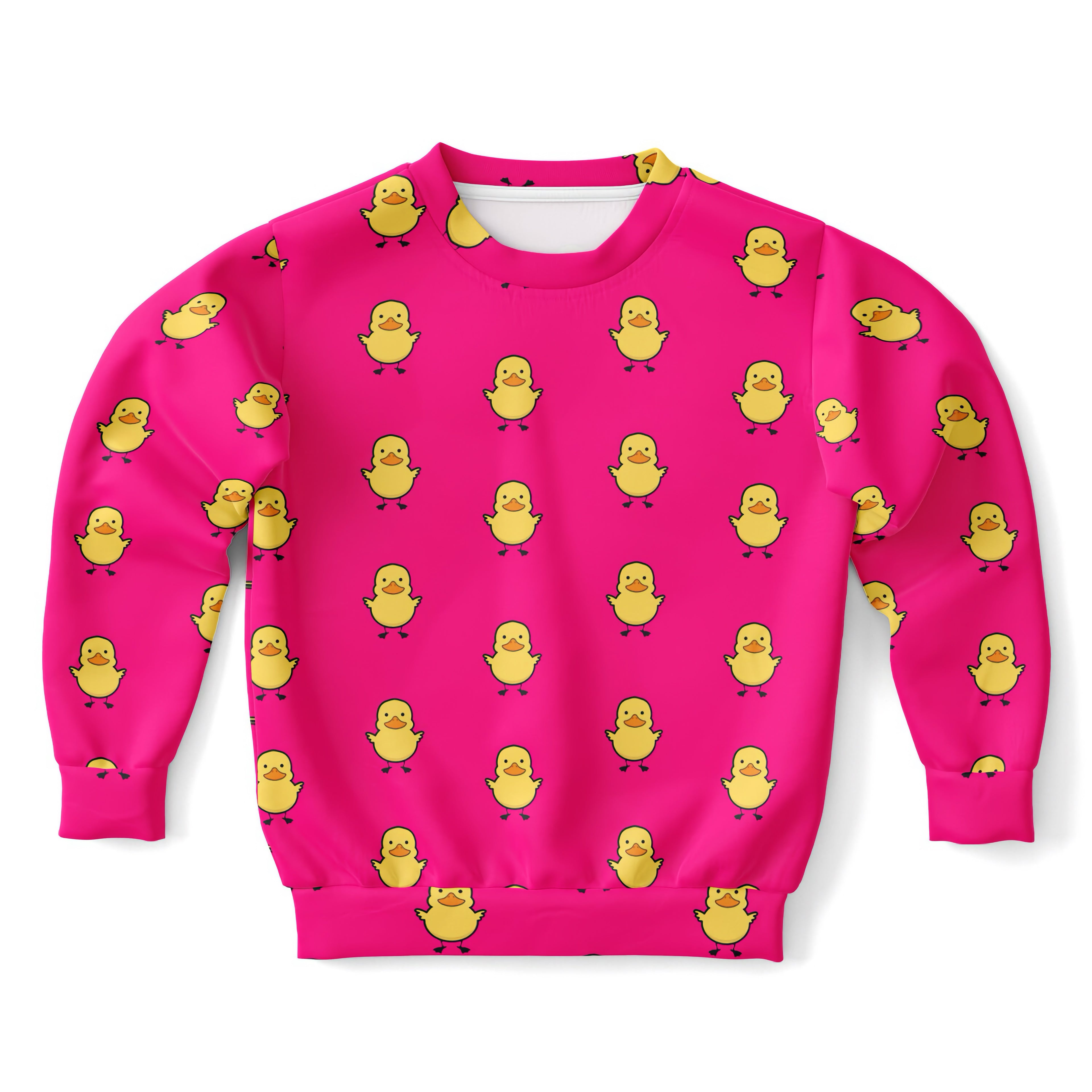 Girls Pink Rubber Duck Sweatshirt – Cozy Cotton Fleece or Lightweight Sports Fabric