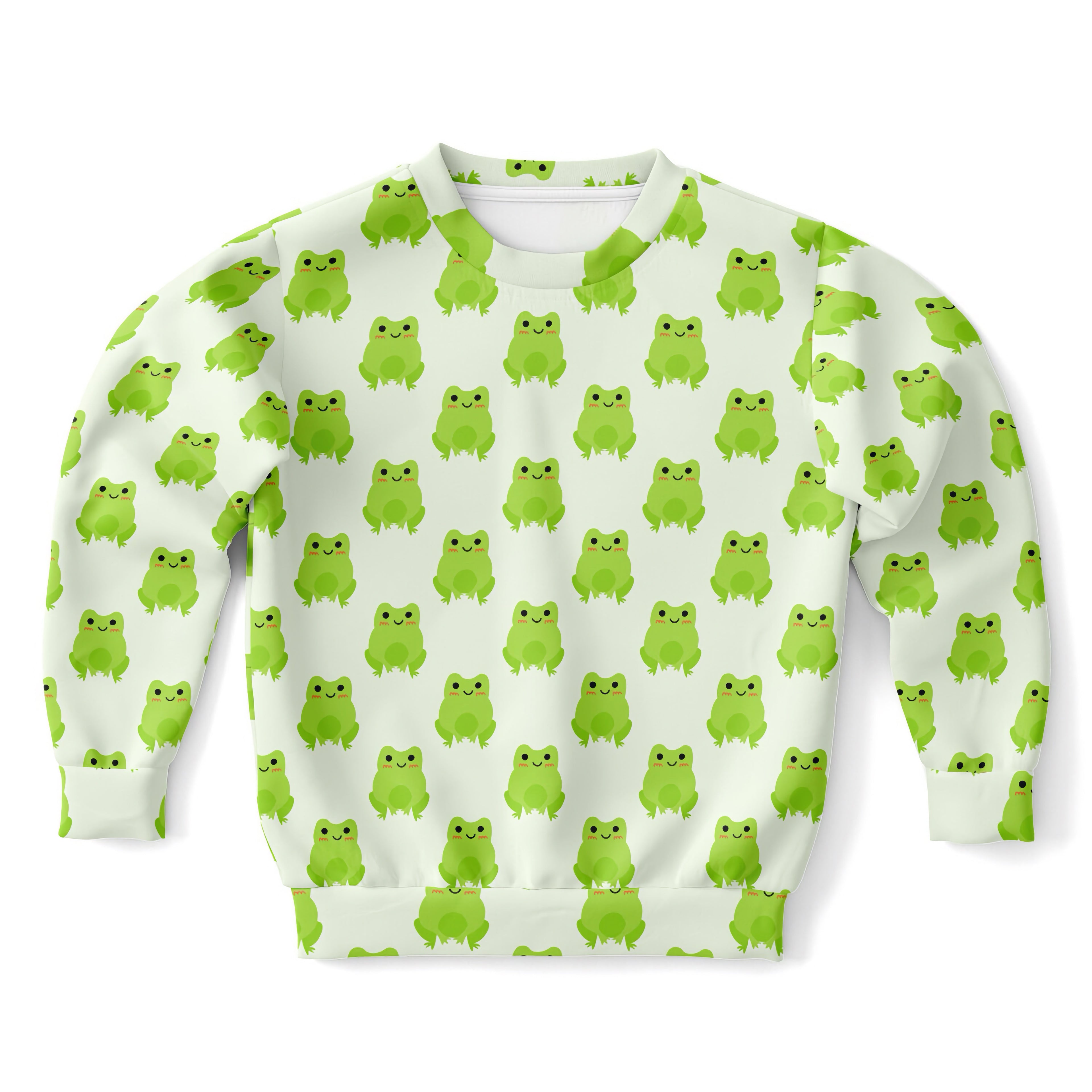 Kids Green Frog Sweatshirt – Cozy Cotton Fleece or Lightweight Sports Fabric