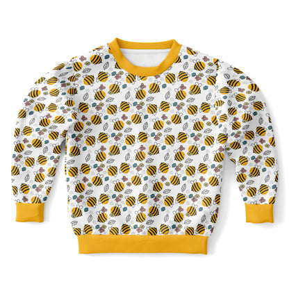 Kids Bumble Bee Sweatshirt – Cozy Cotton Fleece or Lightweight Sports Fabric