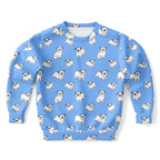 Kids Blue Pug Sweatshirt – Cozy Cotton Fleece or Lightweight Sports Fabric
