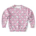 Girls Pink Pug Sweatshirt – Cozy Cotton Fleece or Lightweight Sports Fabric