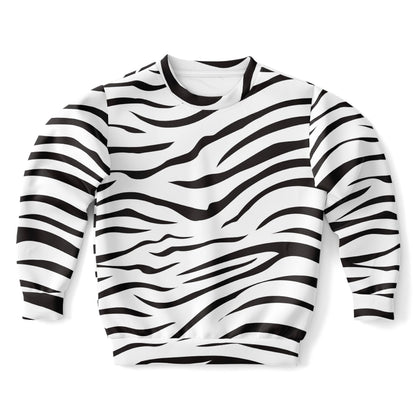 Kids Zebra Print Sweatshirt – Cozy Cotton Fleece or Lightweight Sports Fabric