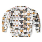 Girls Kawaii Cat Sweatshirt – Cozy Cotton Fleece or Lightweight Sports Fabric
