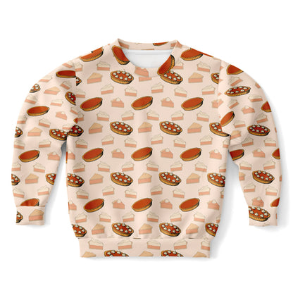 Kids Pumpkin Pie Thanksgiving Sweatshirt – Cozy Cotton Fleece or Lightweight Sports Fabric