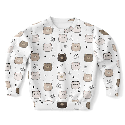 Kids Bears and Pandas Sweatshirt – Cozy Cotton Fleece or Lightweight Sports Fabric
