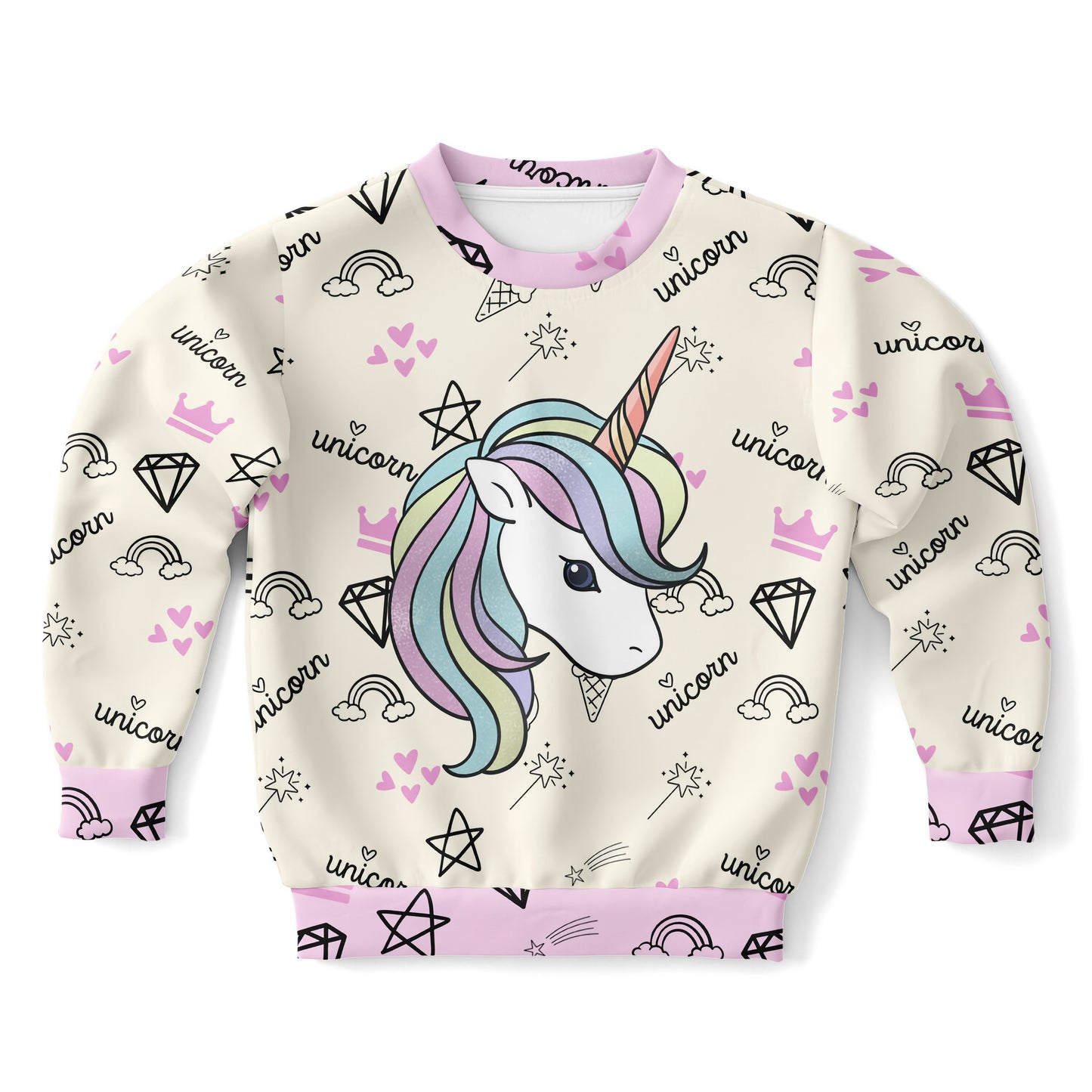 Girls Magical Unicorn Sweatshirt – Cozy Cotton Fleece or Lightweight Sports Fabric