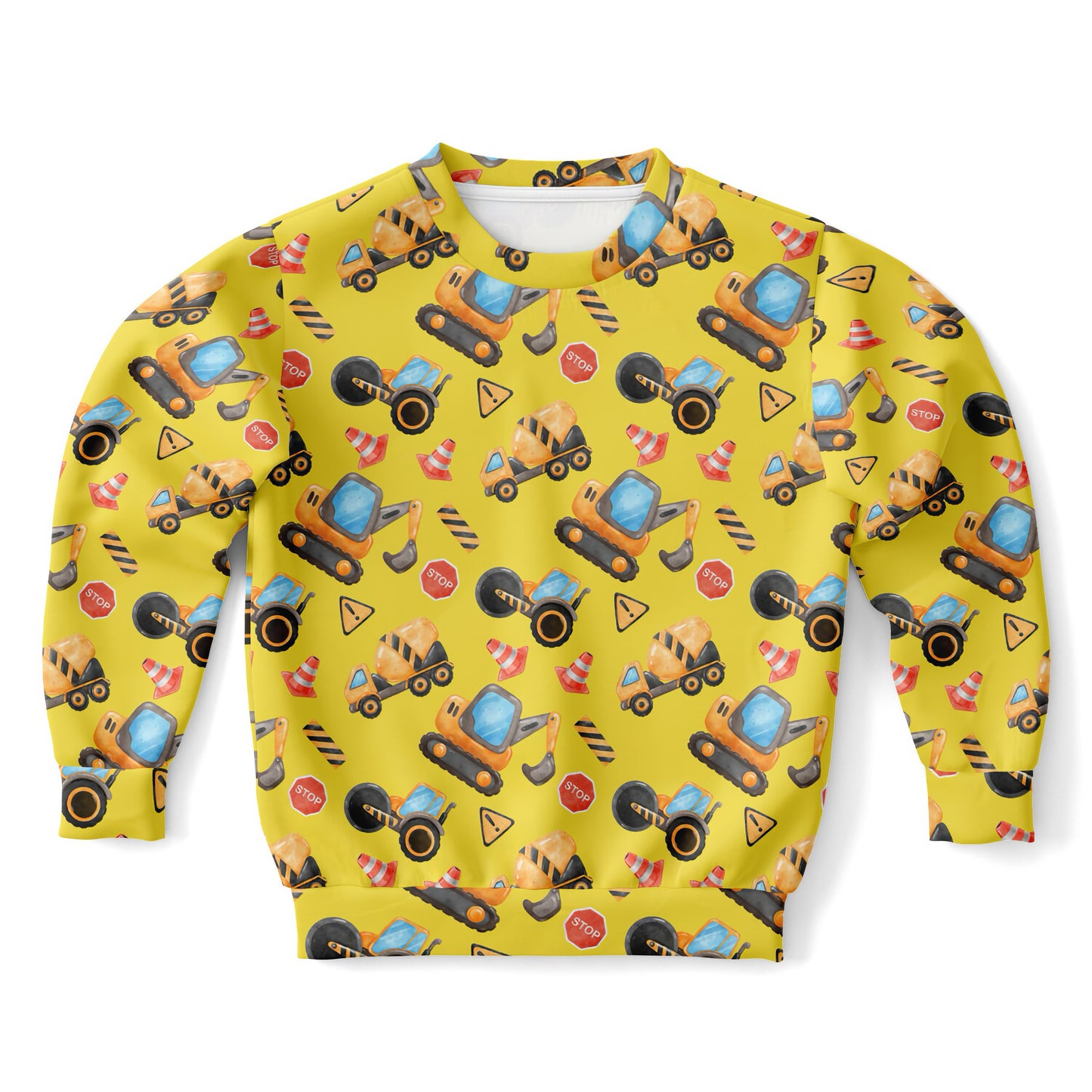 Kids Construction Themed Sweatshirt – Cozy Cotton Fleece or Lightweight Sports Fabric