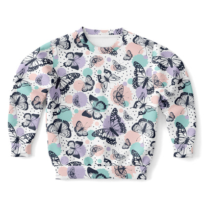Girls Butterfly Sweatshirt – Cozy Cotton Fleece or Lightweight Sports Fabric