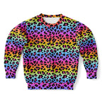 Girls Rainbow Leopard Sweatshirt – Cozy Cotton Fleece or Lightweight Sports Fabric