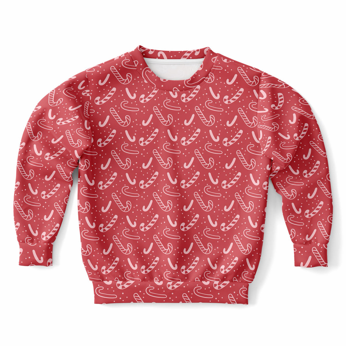 Girls Red Candy Cane Christmas Sweatshirt – Ultra Soft & Stretchy, Cozy Fleece or Lightweight Sports Fabric Sweatshirt – Ultra Soft & Stretchy, Cozy Fleece or Lightweight Sports Fabric