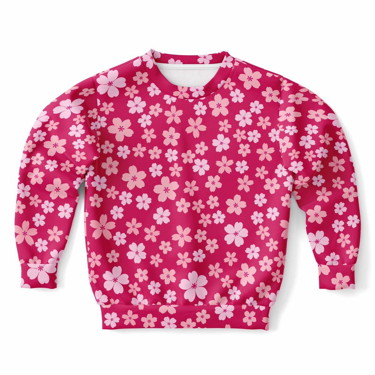 Girls Bright Pink Cherry Blossom Sweatshirt – Ultra Soft & Stretchy, Cozy Fleece or Lightweight Sports Fabric Sweatshirt – Ultra Soft & Stretchy, Cozy Fleece or Lightweight Sports Fabric
