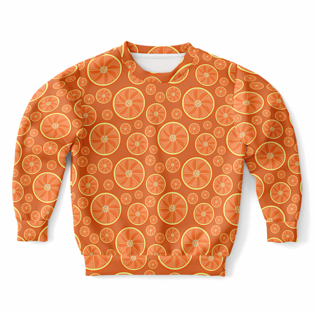 Kids Orange Citrus Sweatshirt – Ultra Soft & Stretchy, Cozy Fleece or Lightweight Sports Fabric Sweatshirt – Ultra Soft & Stretchy, Cozy Fleece or Lightweight Sports Fabric