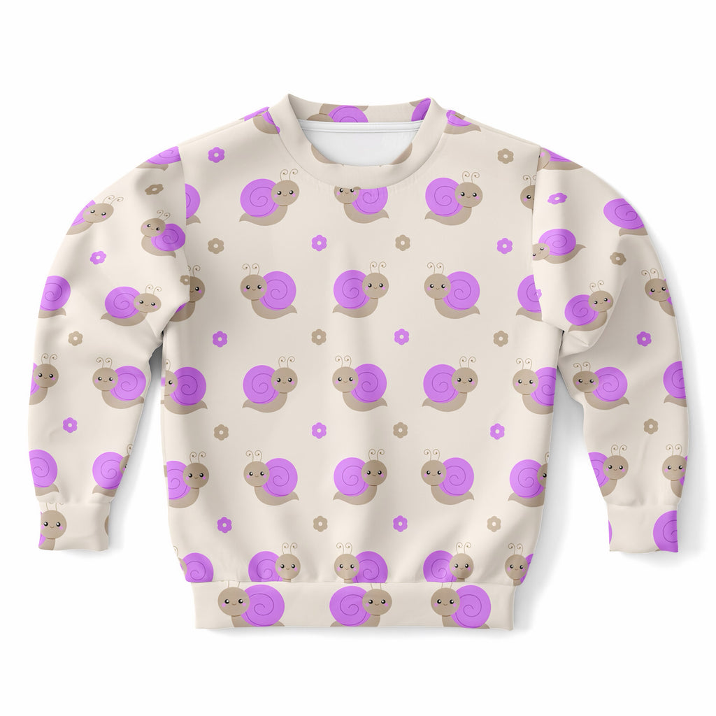 Girls Purple Snail Sweatshirt – Ultra Soft & Stretchy, Cozy Fleece or Lightweight Sports Fabric Sweatshirt – Ultra Soft & Stretchy, Cozy Fleece or Lightweight Sports Fabric