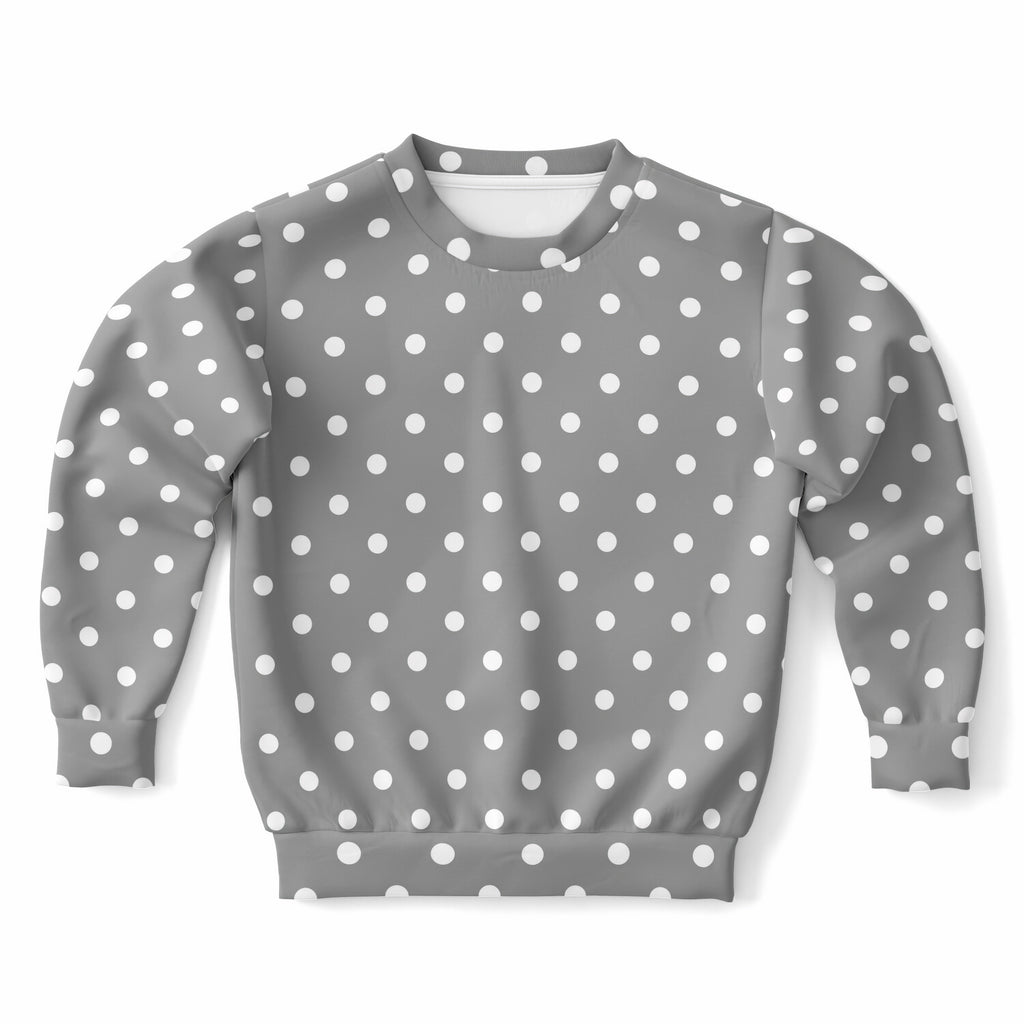 Kids Gray Polka Dot Sweatshirt – Ultra Soft & Stretchy, Cozy Fleece or Lightweight Sports Fabric Sweatshirt – Ultra Soft & Stretchy, Cozy Fleece or Lightweight Sports Fabric
